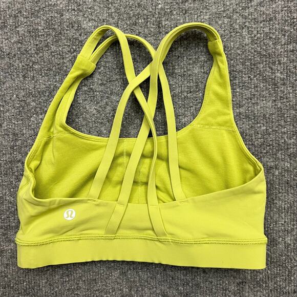 Lululemon Energy Sports Bra Womens 4 Neon Yellow Training Yoga Medium Support - Picture 2 of 5